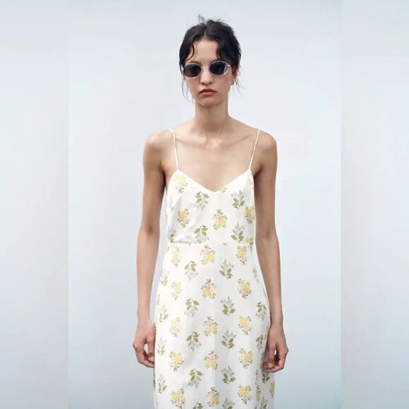 ZARA FLORAL PRINTED MIDI DRESS - Picture 7 of 11